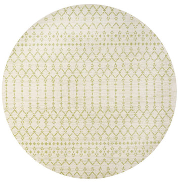 Ourika Moroccan Geometric Textured Weave Indoor/outdoor Round Rug